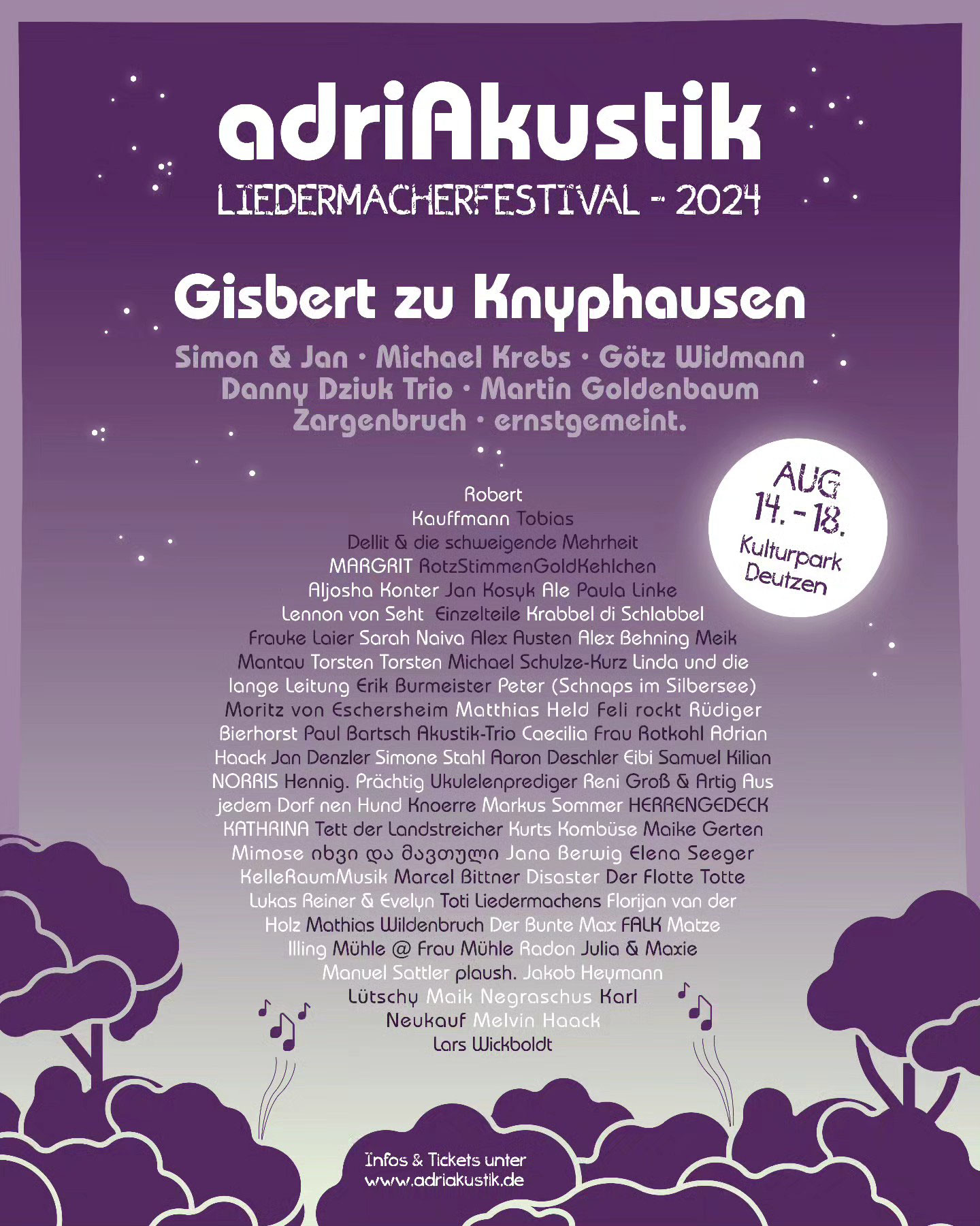 Plakat zum adriAkustik mit den teilnehmenden Musiker·innen